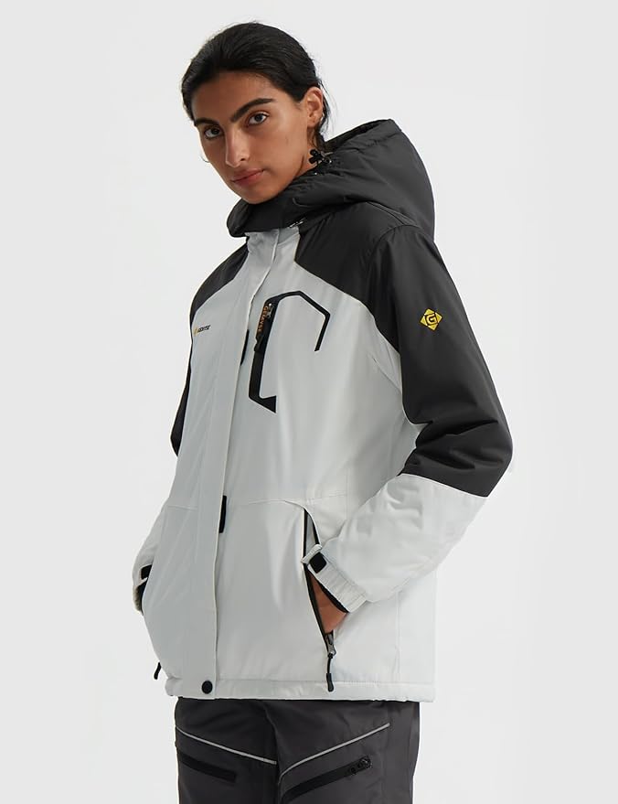 GEMYSE Women's Ski Snow Jacket Warm Winter Waterproof Coat Snowboard Rain Jacket Hooded Windproof Windbreaker
