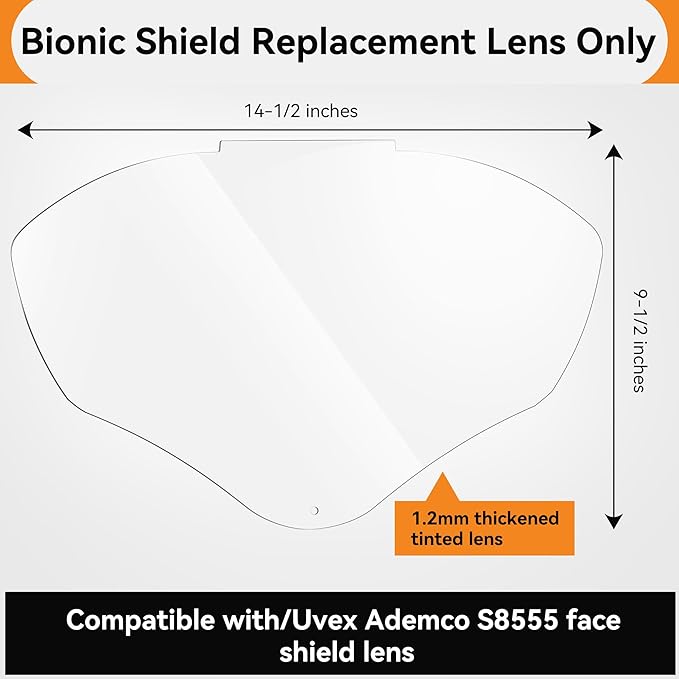 Feekoon Face Shield Replacement Lens Compatible with S8555, Compatible with Honeywell/Uvex S8500/S8510 Face Shield, Protective Safety Visor Replacement, with Clear Polycarbonate, Anti-Fog(2 Pack)