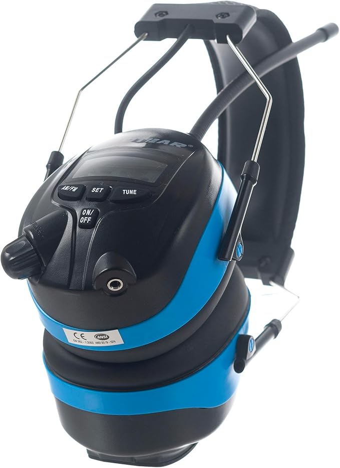 Digital AM/FM Radio Headphones 25dB NRR,Noise Reduction Safety Earmuffs,Headset Powered by AA Battery,Hearing Protection for Mowing Lawn Working Walkman(Light Blue)