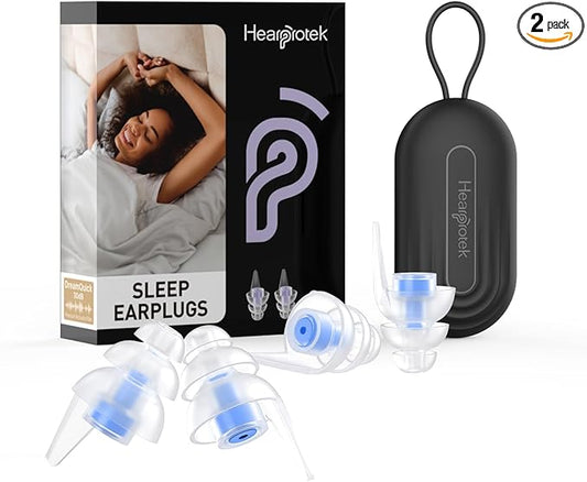 Hearprotek Ear Plugs for Sleeping, [2 Pairs] Noise Cancelling Comfortable earplugs for Sleep-Reusable Noise Reduction (Blue)