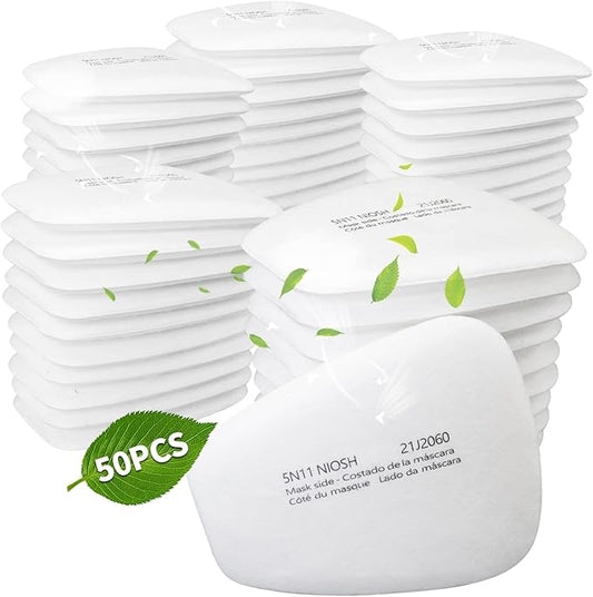50PCS 5N11 Particulate Filter Cottons - Respirator Filter Cotton Replacement, for Gas Respirator 6000 6100 6200 6800 7501 7502 Series, Used in Spray Paint Dust Particles, White