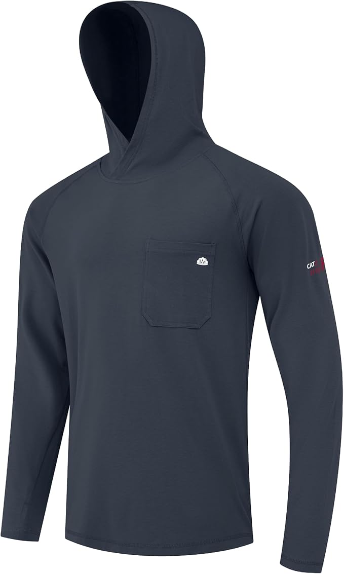 WORKWEYA FR Hooded Shirts 6OZ Lightweight FR Shirts for Men Thumb Hole Stretch NFPA2112 CAT2 Flame Resistant Hoodies