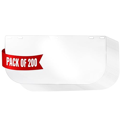 Replacement Face Shields – Clear Polycarbonate Visor, Face Shield Replacements for Safety Headgear with Face Shield (Case of 200)