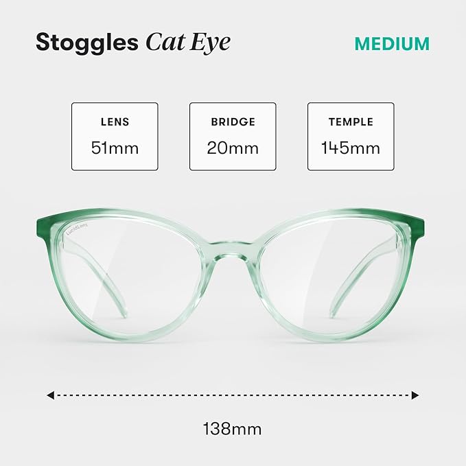 Stoggles Cat Eye Z87.1 Certified Safety Glasses, Blue-Light, UV Blocking Lens, Top & Side Shield, Anti-Fog, Stylish Eyewear