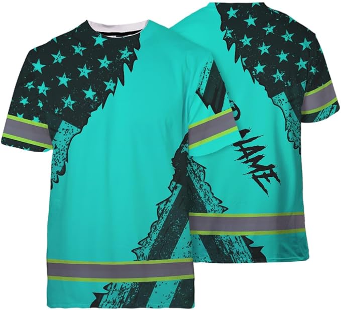 Maddly High Visibility US Flag Collection Safety Workwear Custom Name for Workers, Runners, Truckers, Patriotic