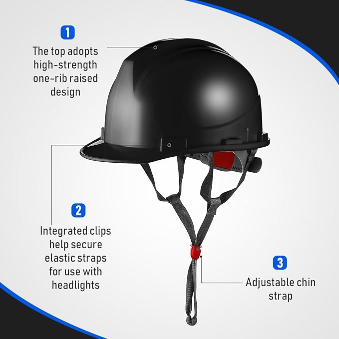 Leumoi 10 Pcs Suspension Hard Hat, Construction Hard Hat for Safety, Ratchet Cap Style with Self Adjusting Crown Straps for Man Woman