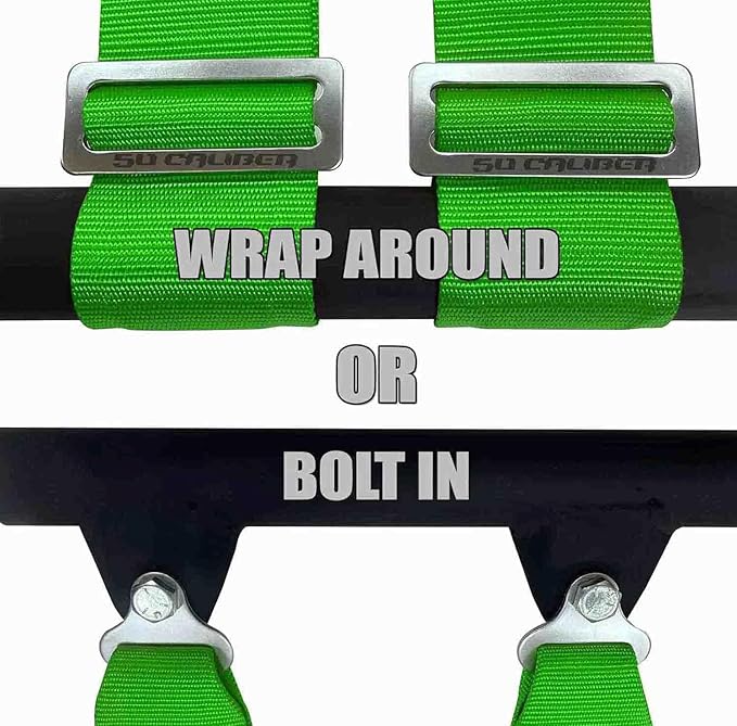4 Point 2" Racing Harness for Bucket Seats, Quick Release Safety Belt for UTV/RZR, Adjustable Seatbelt with Mounting Hardware, Choose from 9 Colors, Secure Fit for Off-Road Vehicles, Green, (6008A1)