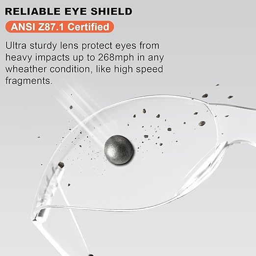 ANSI Z87.1 Clear Safety Glasses Bulk 120 pack, Safety Glasses for men and women, Scratch&Impact-Resistant Clear Protective Glasses for construction, lab, in-/outdoor work