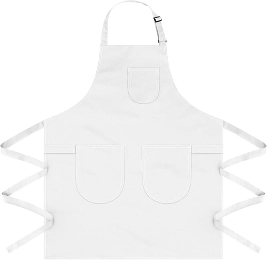 Unisex Apron with Pockets for Cooking, Salon & Art - 100% Cotton Adult Kitchen, Chef, Stylist Apron