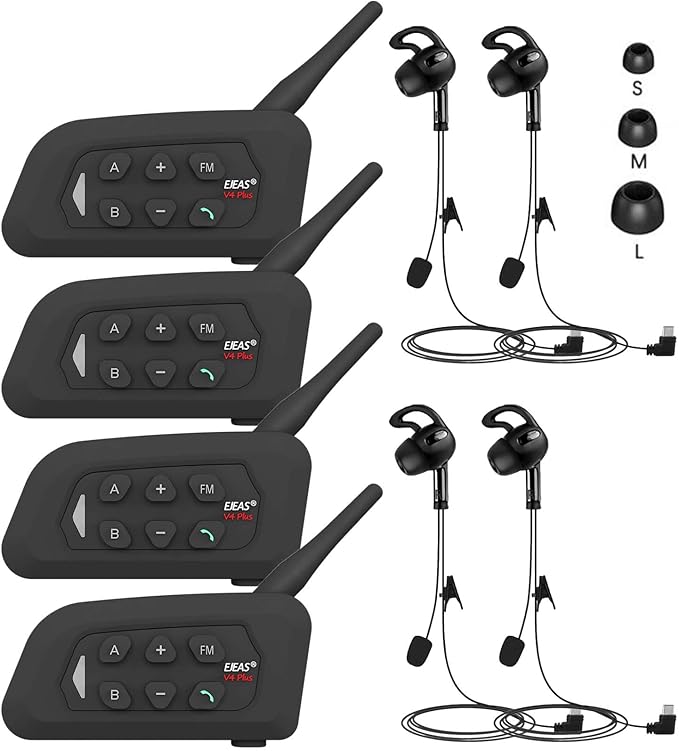 Referee Headset, USB C Interface Communication System with Headset Earphone for Volleyball Official Football Soccer Handball (4 Pack)