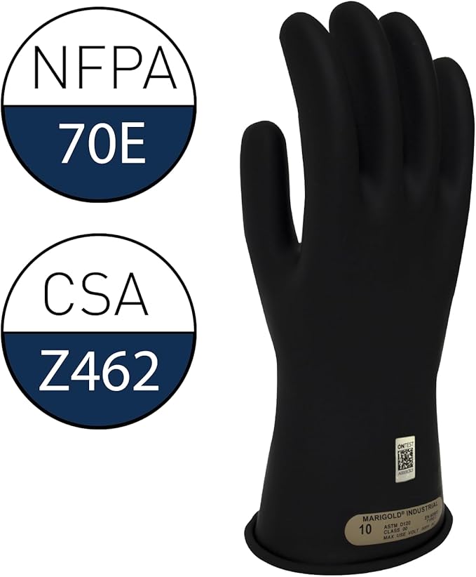 Enespro Class 00 Black Rubber Voltage Insulating Gloves, Max. Use Voltage 500V AC/750V DC, GC00B11