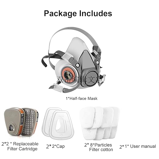 2 Pack 6200 Half Face Paint Respirator Mask with Filters, Active Carbon Gases Chemicals Respirator for Vapors, Dust,Formaldehyde, Sanding, Polishing, Spraying,Machine Polishing and other Work