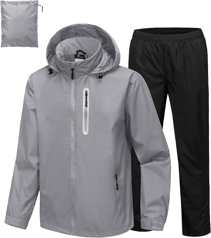 SWISSWELL Men's Waterproof Golf Rain Suit Rain Gear Jacket and Pant Outdoor Lightweight Hooded Raincoat
