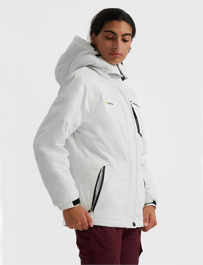 GEMYSE Women's Ski Snow Jacket Warm Winter Waterproof Coat Snowboard Rain Jacket Hooded Windproof Windbreaker