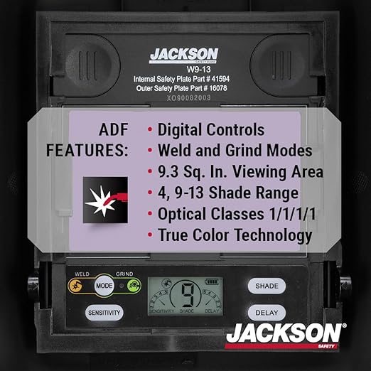 Jackson Safety Insight ADF Welding Helmet - Ultra Lightweight, Auto Darkening Welding Hood with HLX Shell Design - ANSI Z87.1 & CSA Z94.3