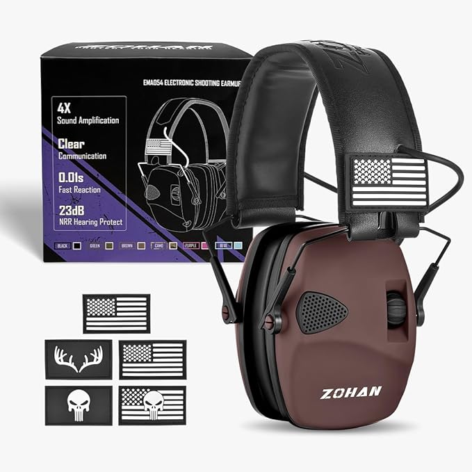 ZOHAN EM054 Electronic Shooting Ear Protection with Sound Amplification, Slim Active Noise Reduction Earmuffs for Gun Range
