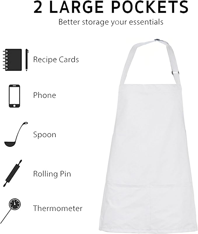 Short Bib chef Apron - Waterdrop Resistant Aprons with Buckle Pockets Cooking Kitchen, Aprons for Men and Women