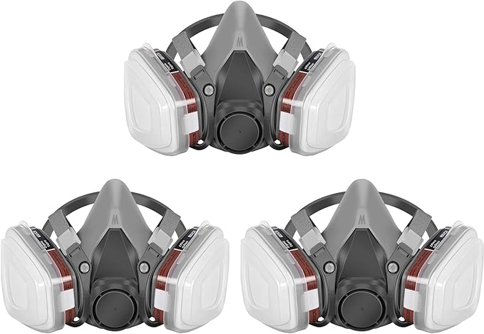 Reusable Half Face Cover - 6200 Half Respirаtor Face Cover，for Paint, Dust and Formaldehyde, Sanding, Polishing,Spraying,Against Dust,Chemicals(3pcs)