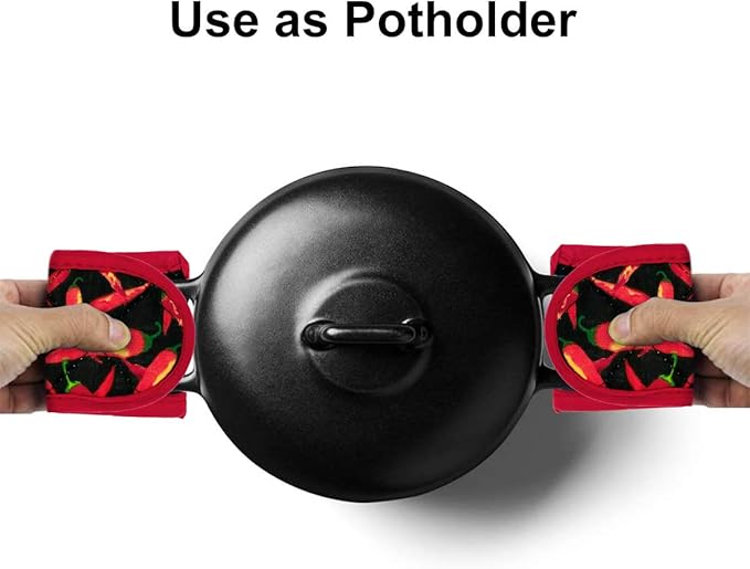 Evoio Cast Iron Skillet Handle Covers, Pot Handle Covers Heat Resistant, Heat Resistant Pot Pan Skillet Hot Handle Holder Sleeves Mitt Cover for Kitchen, BBQ and Baking Cookware (4-Pack Black)