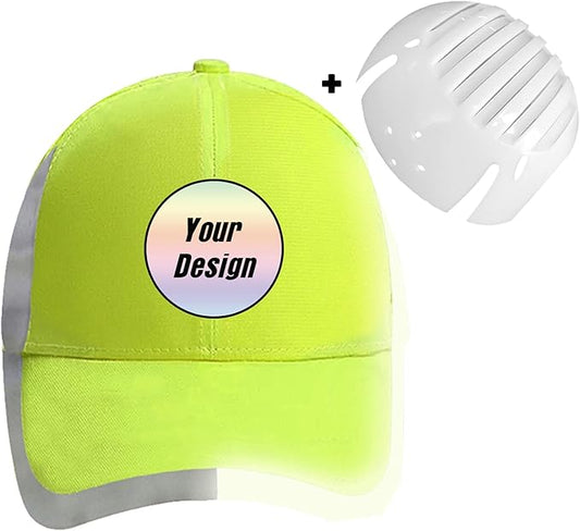 Customizable Safety Bump Cap Baseball Cap Style Hard Hats for Men&Women Lightweight Safety Hat with Reflective Stripes,Round