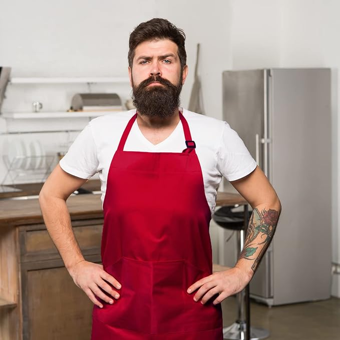 lepni.me Chefs Aprons | Cooking Baking Grilling for Home Restaurant | Premium Kitchen Aprons with Double Pocket for Men Women