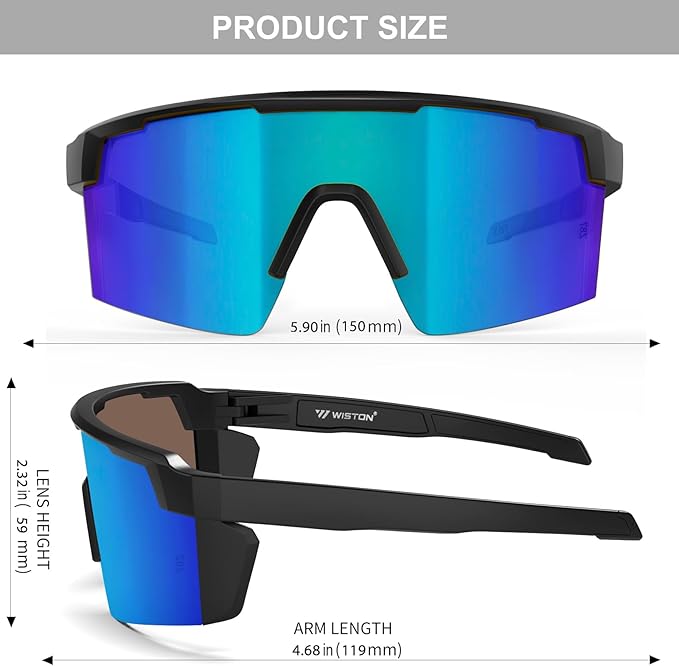 WISTON XL Z87 Sunglasses for Big Wide Heads Men Women,TR90 Ultralight UV400 Protection Sun Glasses Z8224