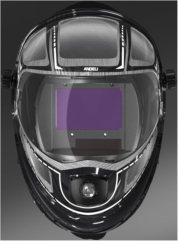 ANDELI Welding Helmet with Light,Panoramic 180° Large Viewing Powered Air Purifying Respirator Auto Darkening Welding Helmet