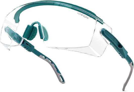 UKNOW Safety Glasses Over Eyeglasses, Anti Fog Safety Goggles ANSI Z87.1, Adjustable Protective Eyewear
