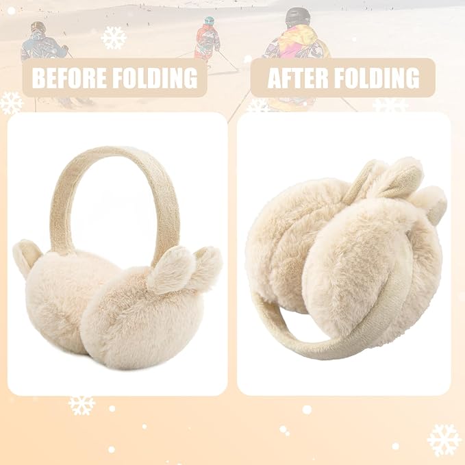 Kids Winter Earmuffs Baby Warm Ear Muff Girls Cute Furry Ear Warmers Boys Foldable Ear Covers for Cold Weather
