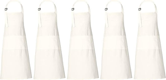 RAJRANG 100% Cotton Cooking Apron with 3 Pockets Kitchen Chef BBQ Adjustable Bib Aprons for Women Men