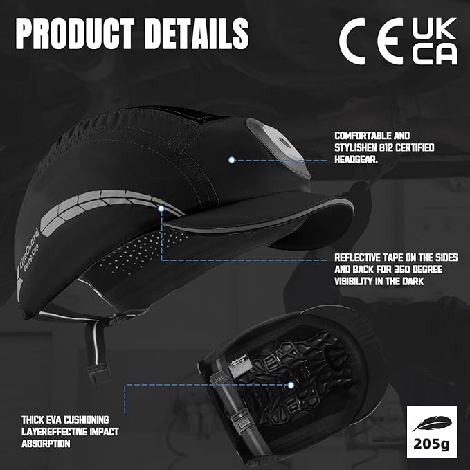Lightweight Bump Cap with Reflective Stripes, Breathable Baseball Cap Style, Head Protection Hard Hat for Men Women