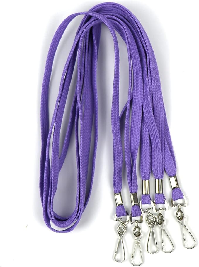 Beebel Lanyards 100 Pack Purple Lanyards with Swivel Hook Clips for ID Name Badge Holder (Purple, 100 Pack)
