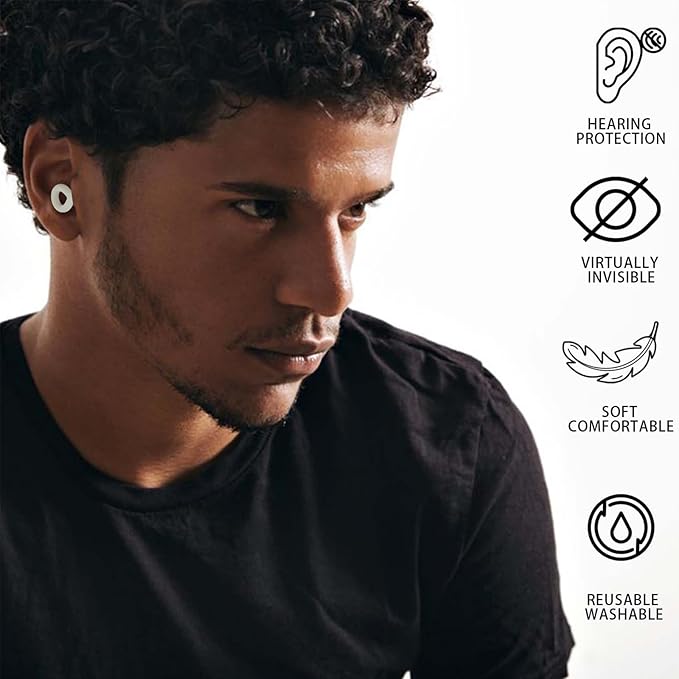 Earplugs for Sleeping, 33db Noise Canceling Ear Plugs, Waterproof Reusable Noise Canceling Earplugs for Concerts, Motorcycles, Travel and Hearing Protection - 8 Ear Tips in XS/S/M/L, White