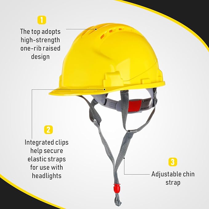 Leumoi 14 Pieces 4 Pt. Suspension Hard Hat Bulk Safety Helmets ABS Construction Hardhats Adjustable Ratchet Hard Hats with Vents and Cotton Brow Pad for Men Work Head Protection Supplies