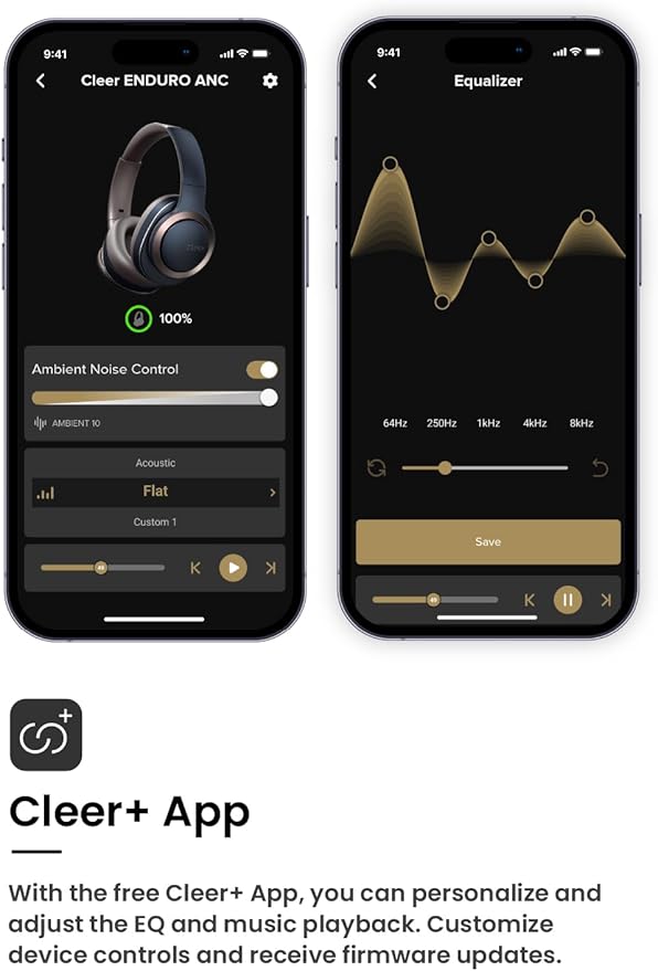 Cleer Enduro ANC Noise Cancelling Over the Ear Bluetooth Headphones with Mic, 60 Hrs Playtime, Noise Canceling, Ambient EQ Modes, Hi-Res Audio, Deep Bass, Multi-Point Connect, Bluetooth 5.0, Dark Navy