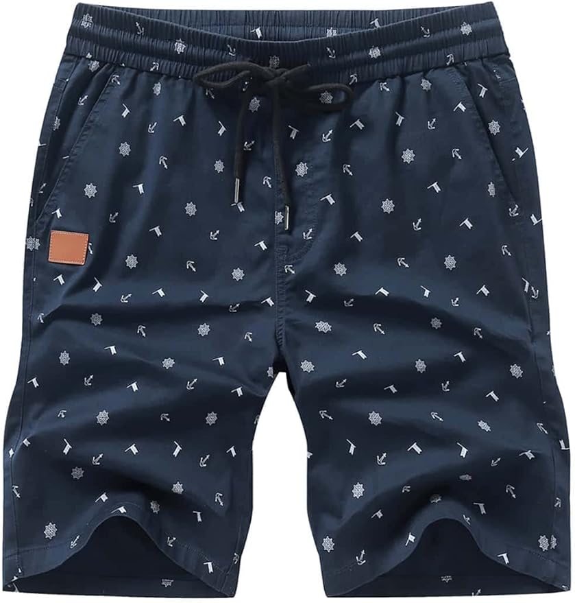 JMIERR Mens Casual Shorts - Cotton Drawstring Summer Beach Stretch Twill Chino Golf Shorts