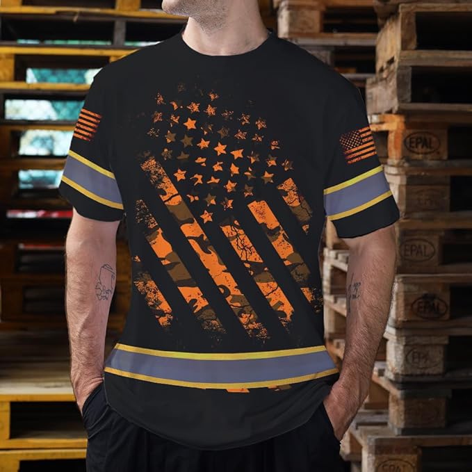 Maddly High Visibility US Flag Collection Safety Workwear Custom Name for Workers, Runners, Truckers, Patriotic