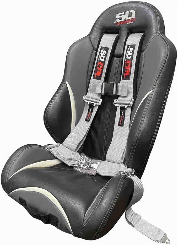 4 Point 2" Racing Harness for Bucket Seats, Quick Release Safety Belt for UTV/RZR, Adjustable Seatbelt with Mounting Hardware, Choose from 9 Colors, Secure Fit for Off-Road Vehicles, Silver, (6008A4)