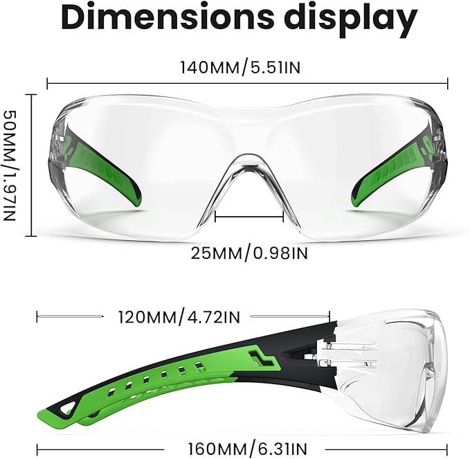 Safety Glasses with Clear Wraparound Lenses and Vented Frame