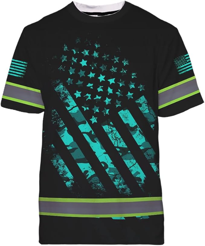 Maddly High Visibility US Flag Collection Safety Workwear Custom Name for Workers, Runners, Truckers, Patriotic