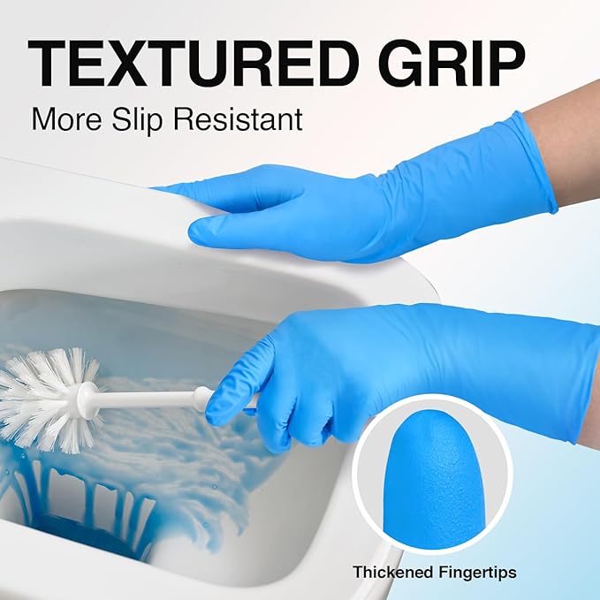 Schneider Nitrile Exam Gloves, Extended 12 Inches Cuff, Small, 4 mil, 50-ct Box, Gloves Disposable Latex Free, Powder Free for Medical, Food Prep, Cleaning, Cooking, Blue