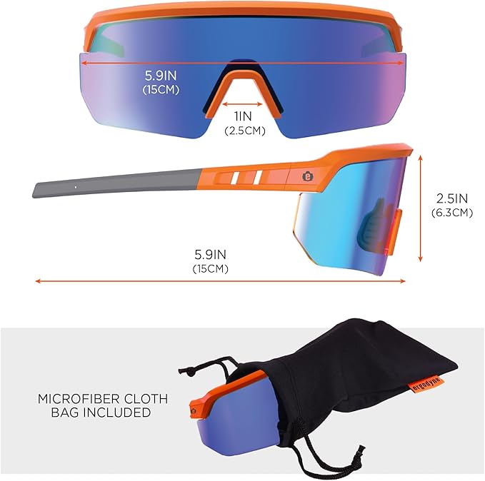 Ergodyne Skullerz AEGIR Polarized Safety Sunglasses with Fog Off+, Anti Fog Safety Glasses, Anti Scratch Mirror Lens