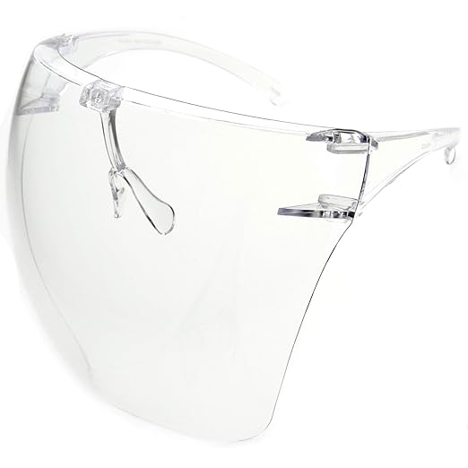 zeroUV - Protective Face Shield Full Cover Visor Glasses/Sunglasses (Anti-Fog/Blue Light Filter) (Clear/Clear) 2-Pack