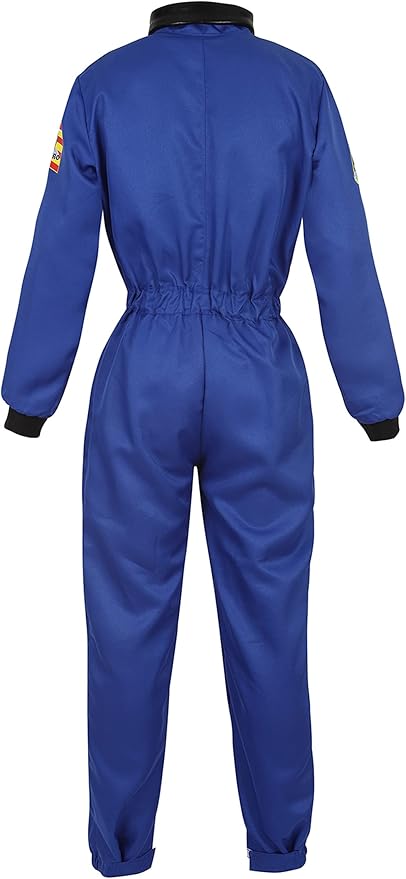 Women's Astronaut Spaceman Costume Adult Coverall Air Force Flight Jumpsuit Halloween Dress Up Party