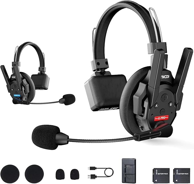 SYNCO XTalk XPro2 2.4GHz Wireless Intercom Headset System with Antenna Enhanced Signal Reception Support 500m/1640ft 2-Person Team Communication Noise Reduction Film Documentary TV Production