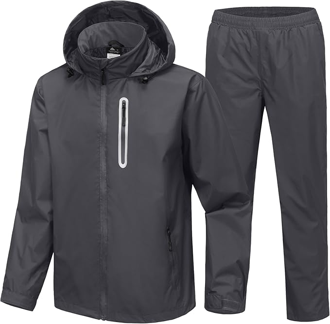 SWISSWELL Men's Waterproof Golf Rain Suit Rain Gear Jacket and Pant Outdoor Lightweight Hooded Raincoat
