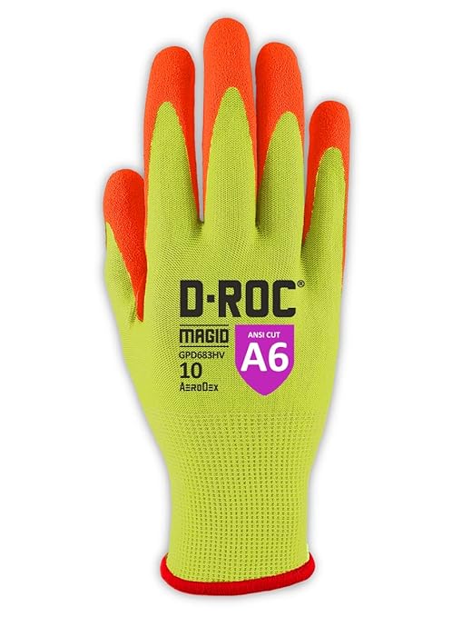 MAGID D-ROC AeroDex ANSI A6 VersaTek Grip Coated Work Glove, 12 Pairs, Size 11/2XL (GPD683)