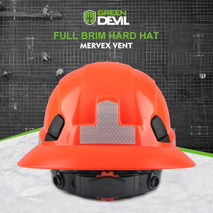 Full Brim Hard Hat Vented Construction Safety Helmet OSHA Approved Cascos De Construccion Work Hardhats with Cooling Towel for Men&Women 6 Point Adjustable Ratchet Suspension
