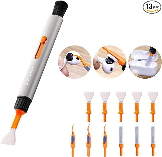 K&F Concept Lens Cleaning Pen Kit for APS-C Sensors, Multi-Function Cleaner Kit for Airpods Pro, Earbuds, Bluetooth Earphone Headphone Case, iPhone Charging Port, Earpods, Laptop