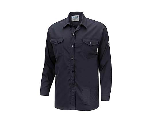 Oberon FR Arc Rated Button-Up Safety Shirt For Men - Flame Resistant Cotton - 10 Cal - Class 3 - Navy
